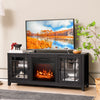 58 Inch Fireplace TV Stand with Adjustable Shelves for TVs up to 65 Inch-Black - Gallery View 1 of 10