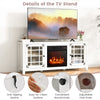 White 58-inch fireplace TV stand with adjustable shelves, anti-tipping device, and easy-to-clean surface for TVs up to.
