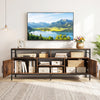 58-inch industrial TV stand in rustic brown with side cabinets and adjustable shelves, perfect for TVs up to 65 inches.