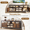 58-inch industrial TV stand in rustic brown with cabinets and adjustable shelves, perfect for living room or entryway.