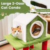 Large cat condo with dual openings and side viewing hole, featuring a festive design for cozy relaxation spots.