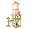 Multi-level 58-inch cat tree in pink with cozy condo, hammock, and scratching posts for playful feline relaxation.