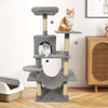 58" Multi-Level Cat Tree Soft Plush Cat Tower with Padded Top Perch-Light Gray - Gallery View 1 of 10