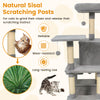 Multi-level cat tree with natural sisal scratching posts, padded top perch, and soft plush fabric for comfort and.
