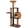 Multi-level cat tree with PE rattan condo, soft cushion, and interactive features for playful lounging and scratching.