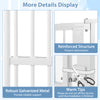 Close-up of the 59” extra tall pet gate in white, featuring robust galvanized metal for reliable support and a.