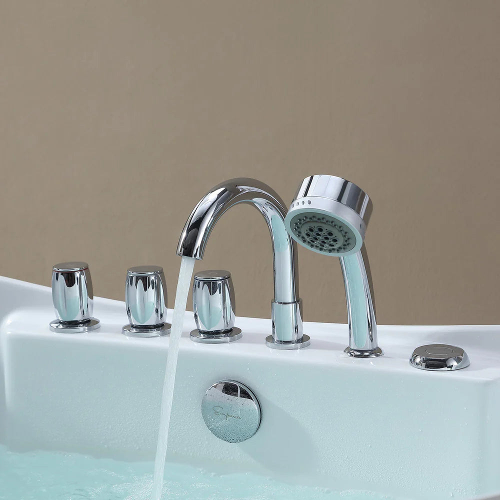 Empava Bathtub 59" Freestanding Boat-Shaped Whirlpool with Center Drain New