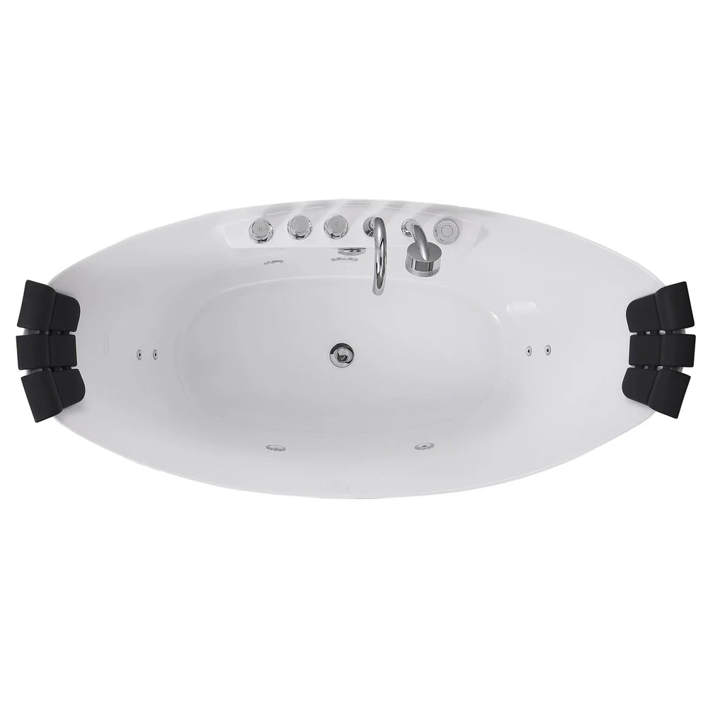 Empava Bathtub 59" Freestanding Boat-Shaped Whirlpool with Center Drain New