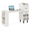 Home office desk in white with a 36" wood-textured top, side storage shelves, and drawer cabinets for organized workspace.