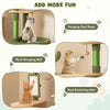 Multilevel cactus cat tree featuring plush dangler, sisal rope, and scratching mat for playful feline fun.