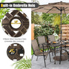 Close-up of the 1.5"/1.9" umbrella hole on a 59" aluminum patio dining table, designed for outdoor use.