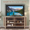 59-inch TV stand with adjustable shelves, faux wood grains, and slatted design, suitable for TVs up to 55 inches.