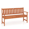 Built-in side table of the 59" outdoor wood garden bench provides convenient access to drinks and snacks while seated.