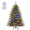 5-foot artificial Xmas tree with 250 LED lights, remote control, and 11 lighting modes for festive decoration.