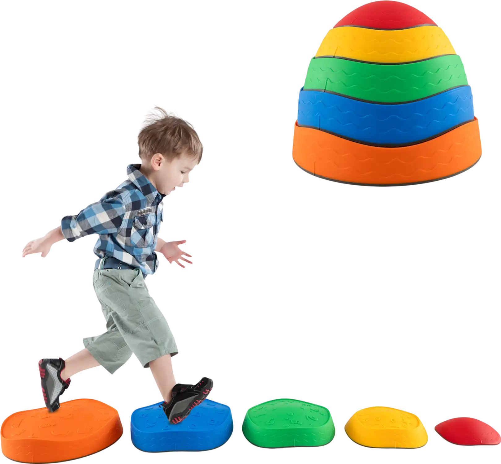 Costway Kids Stackable Round Stepping Stones 5-Pc Indoor Outdoor 231746985 New