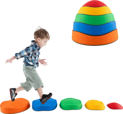 Costway Kids Stackable Round Stepping Stones 5-Pc Indoor Outdoor 231746985 New