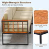 Acacia wood frame and heavy-duty metal pipes of the patio sectional set, designed for durability and outdoor comfort.
