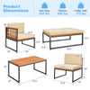 Patio furniture set dimensions showcasing acacia wood sectional with metal frame, ideal for backyard or poolside use.