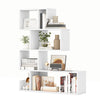 S-shaped 5-tier bookshelf in white featuring open cubes, ideal for modern living room or office display and storage.