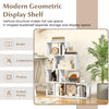 5-tier S-shaped bookshelf in white, featuring open cubes for storage and display, ideal for living room or office use.