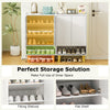 5-tier shoe cabinet with faux marble countertop, enclosed cabinet, and open compartment for stylish shoe storage.