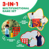Giant 4-to-score game set featuring basketball hoop and ring toss, made of durable PP and PE for indoor and outdoor fun.