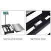 Digital floor platform scale with removable stainless steel pan and high-precision sensor for accurate weighing.