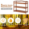 3-tier acacia wood shoe rack with side metal hooks, featuring durable structure and removable shelves for versatile.