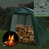 Outdoor carport shed with waterproof PE cover, sturdy steel frame, ideal for storing firewood and tools.