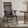 Folding rattan reclining chair with adjustable backrest, durable PE rattan, perfect for patio or garden relaxation.