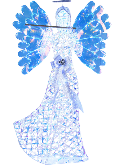 Costway 5.2' Lighted 3D Glitter Halo Angel Christmas Decoration with Flute 19331823 New