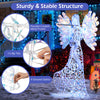 3D glittering halo angel Christmas decoration with 250 cool white lights, metal frame, and ground stakes for stability.