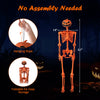 5.2 FT orange life-size poseable Halloween skeleton with pumpkin head, movable joints, perfect for indoor or outdoor.