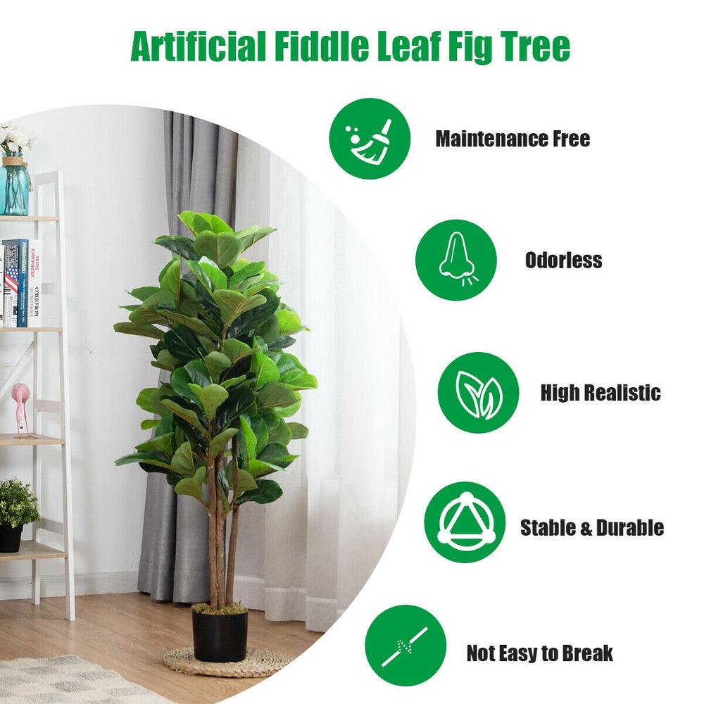4 feet artificial fiddle leaf fig tree in a decorative planter, maintenance-free and highly realistic for indoor or.