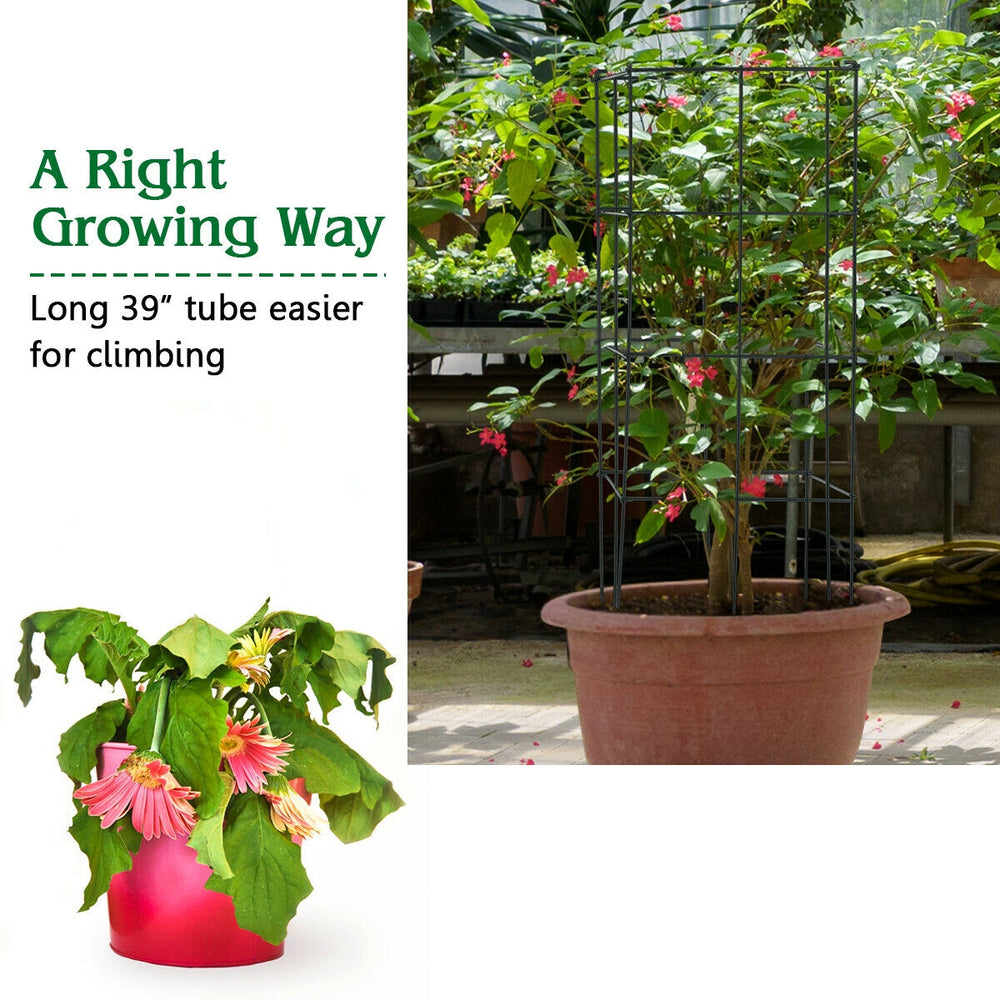 Garden trellis for climbing plants, featuring a stable iron frame and elegant dark green design, ideal for vertical.