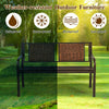 Patio garden bench with powder-coated steel frame and weather-resistant PE rattan, perfect for outdoor relaxation.