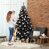 Black 6 feet hinged artificial Christmas tree with 1036 branch tips, ideal for customizable holiday decor at home.