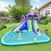 Inflatable water park with pool and slides, featuring a fun octopus design for kids' summer enjoyment in the backyard.