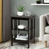 3-Tier Nightstand Sofa Side Table with Baffles and Round Corners-Dark Brown - Gallery View 1 of 9