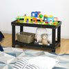 Dark brown multifunctional wood kids activity play table with storage, ideal for learning and playtime.