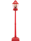 Red 5.3 feet musical Christmas street lamp with Santa scene, 60 LED lights, perfect for festive holiday decor.