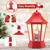 Red 5.3 feet musical Christmas street lamp with Santa scene, 60 LED lights, and easy assembly for festive décor.