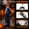 5.3 ft Halloween decoration features glowing red eyes, a shovel, and lifelike movements for an eerie outdoor display.