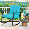 Patio Rattan Rocker Outdoor Glider Rocking Chair Cushion Lawn-Turquoise - Gallery View 1 of 12