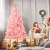 6 feet pink artificial Christmas tree with full-bodied design and sturdy metal stand, perfect for festive home decor.