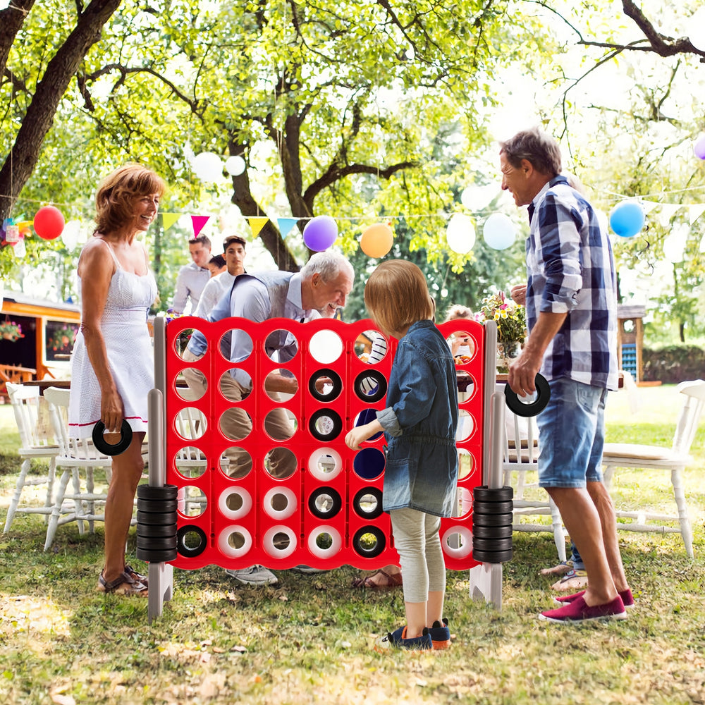 3.5 Feet Tall Jumbo 4 to Score Giant Game Set with 42 Jumbo Rings-Red - Gallery View 1 of 10