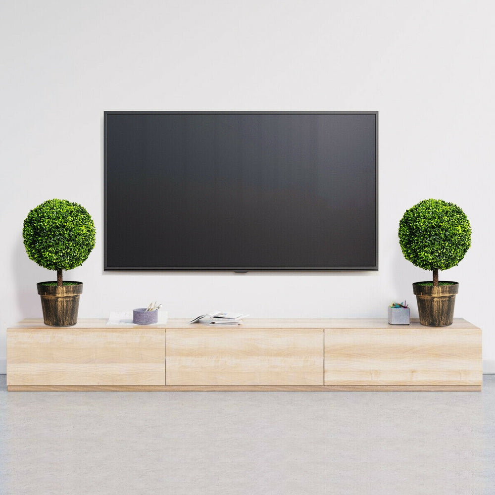 Single 24-inch artificial boxwood topiary ball tree with a cement base, ideal for versatile indoor and outdoor decor.