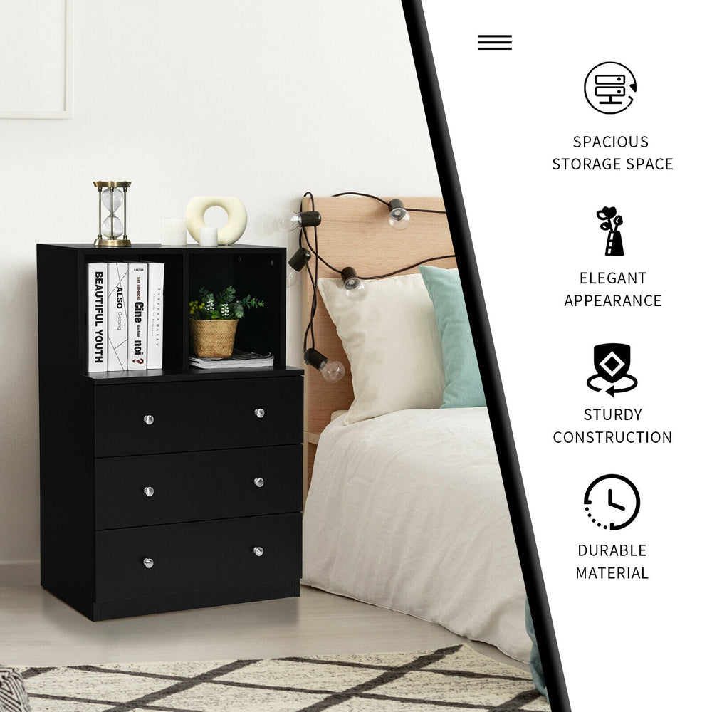 3 Drawer Dresser with Cubbies Storage Chest for Bedroom Living Room - Gallery View 8 of 12