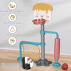 Height adjustable 3-in-1 basketball stand set with soccer goal and roller, made from ASTM certified PE material for.