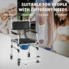 2-in-1 aluminum commode shower wheelchair with locking casters, adjustable height, and removable toilet for versatile.